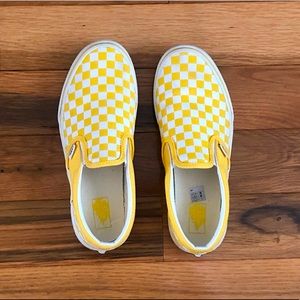 Yellow Checkerboard Classic Slip-On Vans